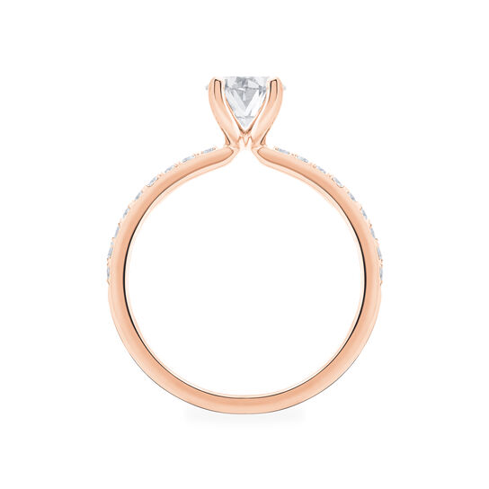 Bague de fiançailles à diamants taille ovale avec bracelet en or rose et pavé image number 2