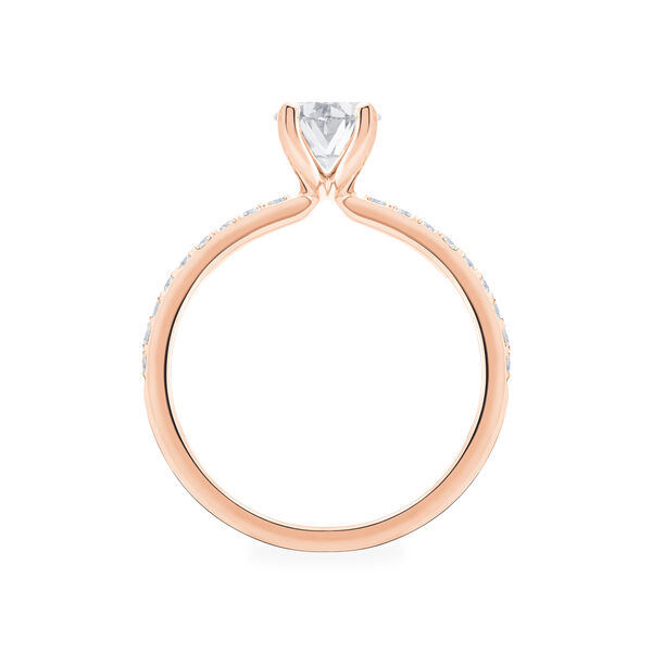 Bague de fiançailles à diamants taille ovale avec bracelet en or rose et pavé