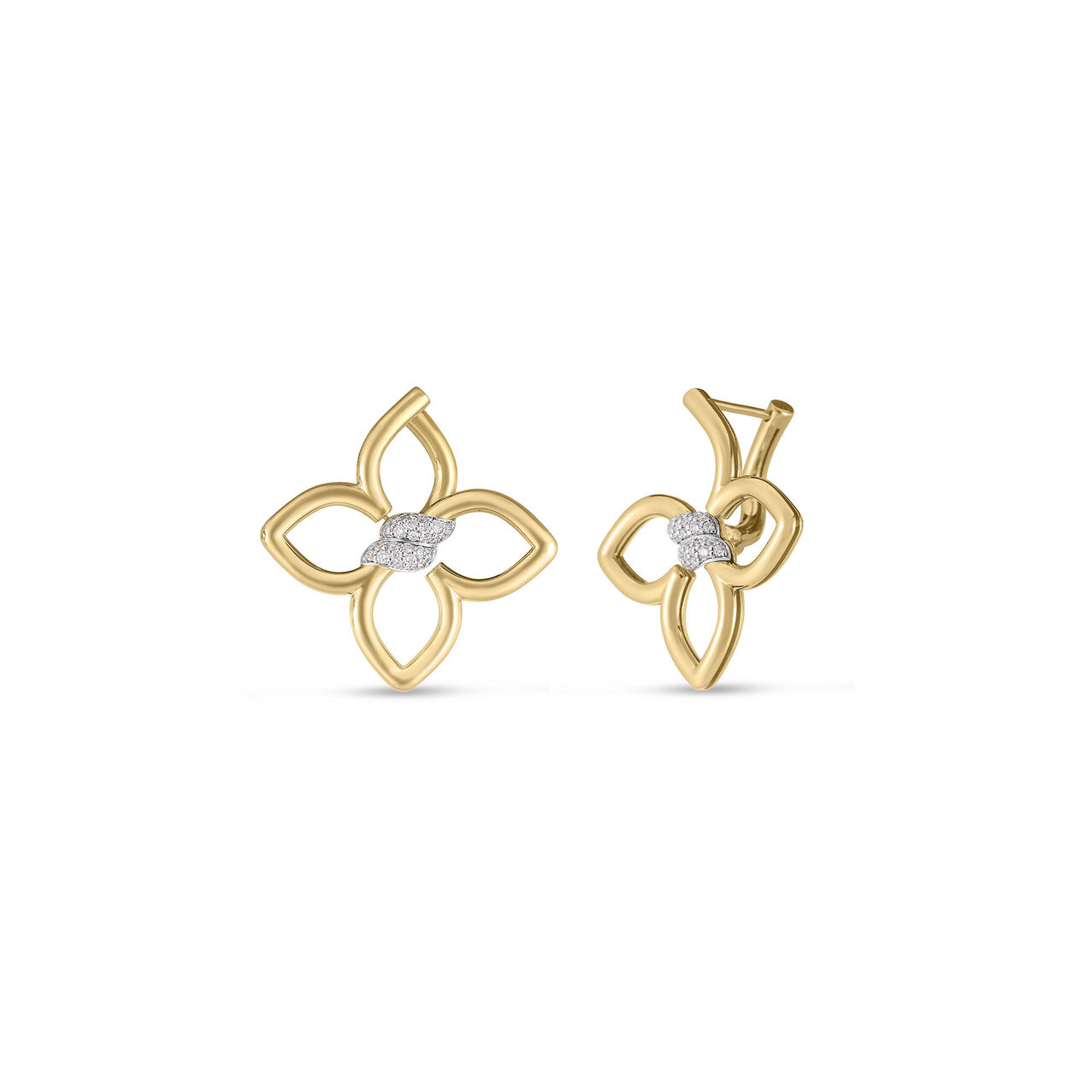 Roberto Coin Cialoma Small Yellow Gold and Diamond Pavé Stud Earrings 8883408AJERX image number 0