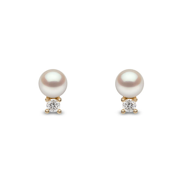 Boucles d'oreilles Sleek en or jaune avec perles et diamants
