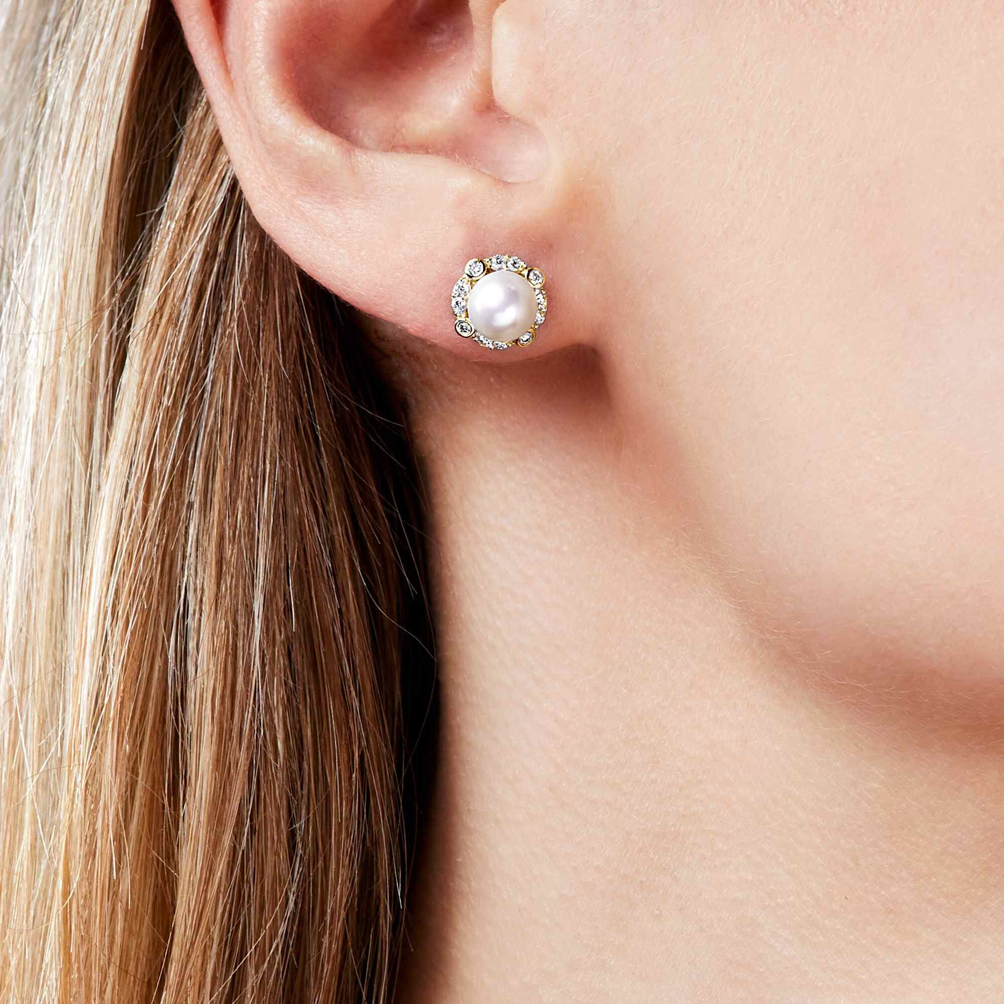 Pearl diamond cheap studs