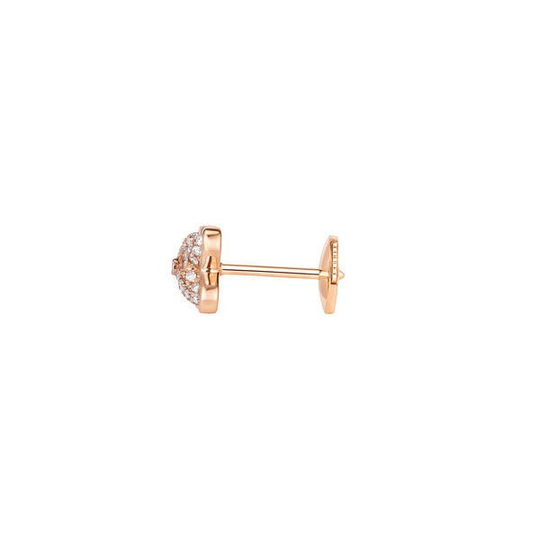 Boucle d'oreille clou individuelle Jeux de Liens en or rose avec pavé de diamants