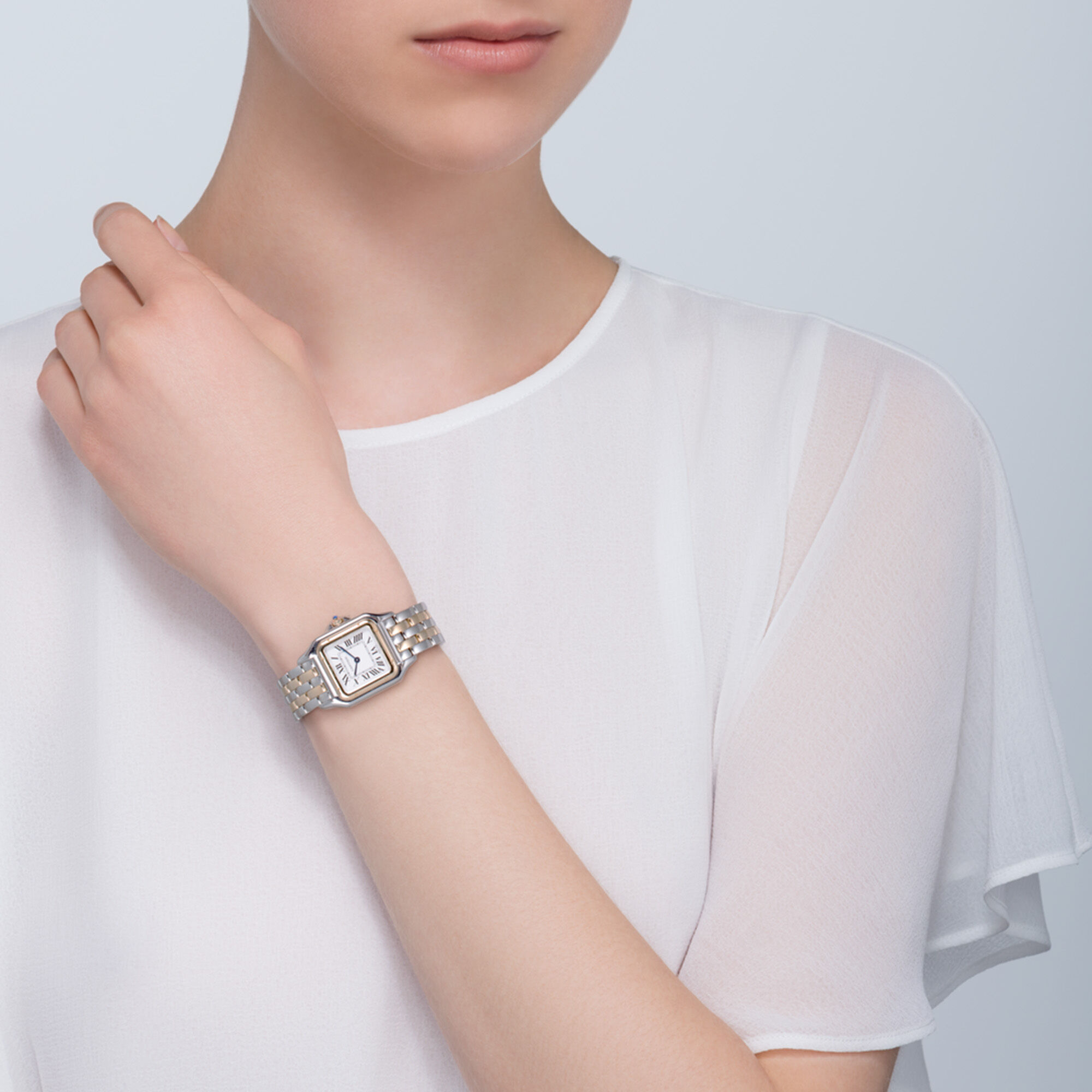 Panthère de cartier watch medium top model yellow gold and steel