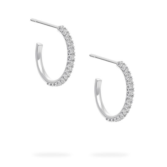 Birks Iconic Boucles d&rsquo;oreilles anneaux Ros&eacute;e du Matin en or blanc 15 mm image number 3