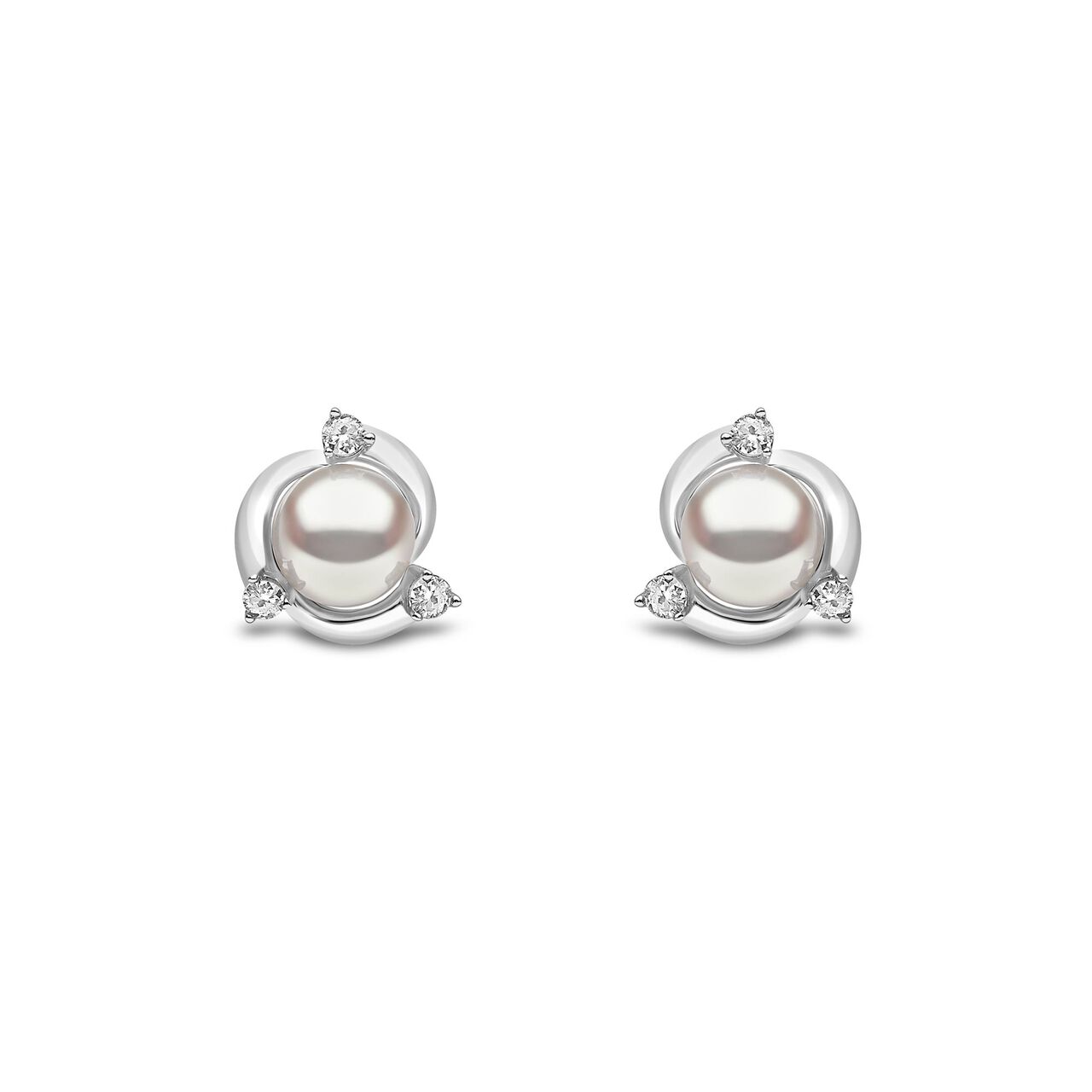 yoko london trend white gold pearl diamond spiral stud earrings tem0221 7f front image number 0
