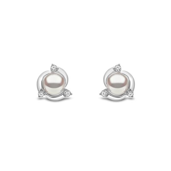 yoko london trend white gold pearl diamond spiral stud earrings tem0221 7f front image number 0
