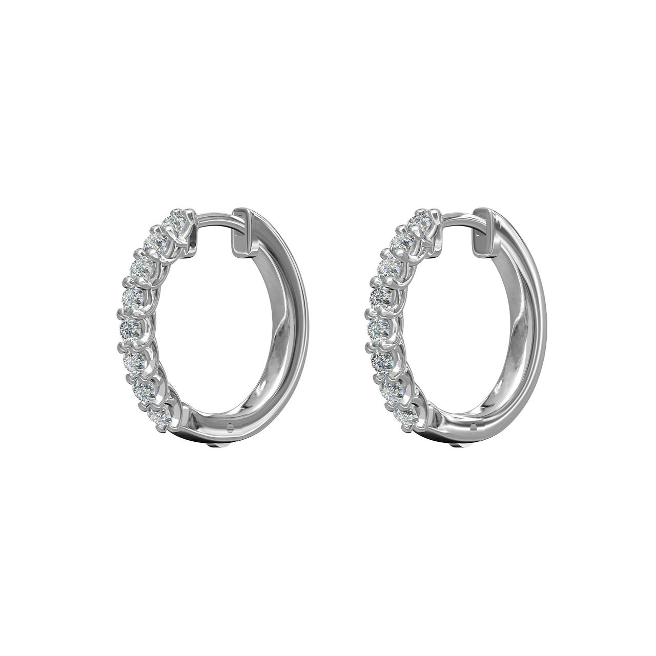 Boucles d'oreilles anneaux en or blanc et diamants image number 0