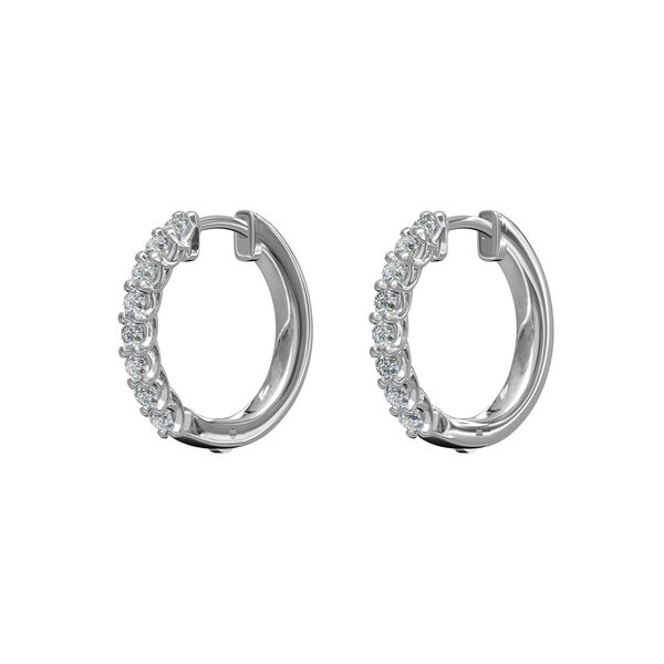 Boucles d'oreilles anneaux en or blanc et diamants