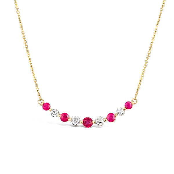 Collier or jaune avec rubis et diamants