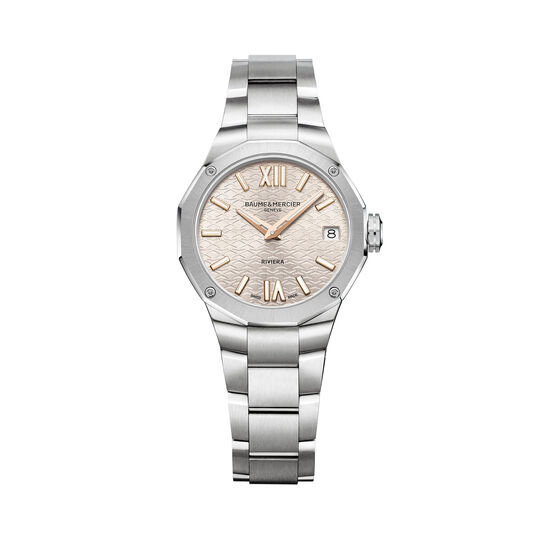 Women's  Baume & Mercier Riviera Quartz 33 mm Stainless Steel Watch with Pink Dial image number 0