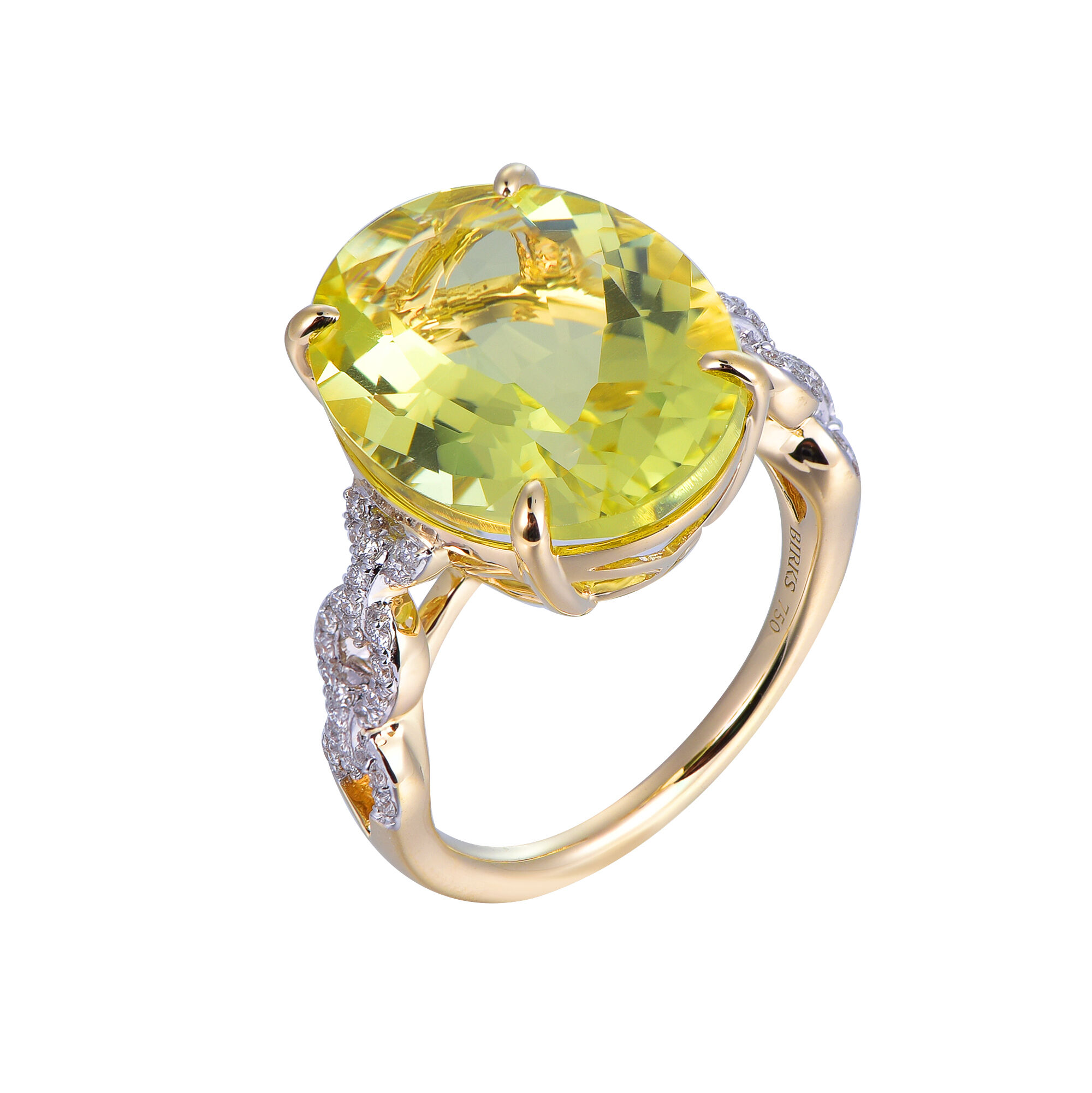 Oval Lemon Quartz Ring in Yellow Gold