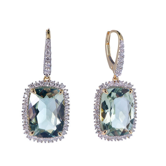 Green Amethyst Earrings in Yellow Gold image number 0