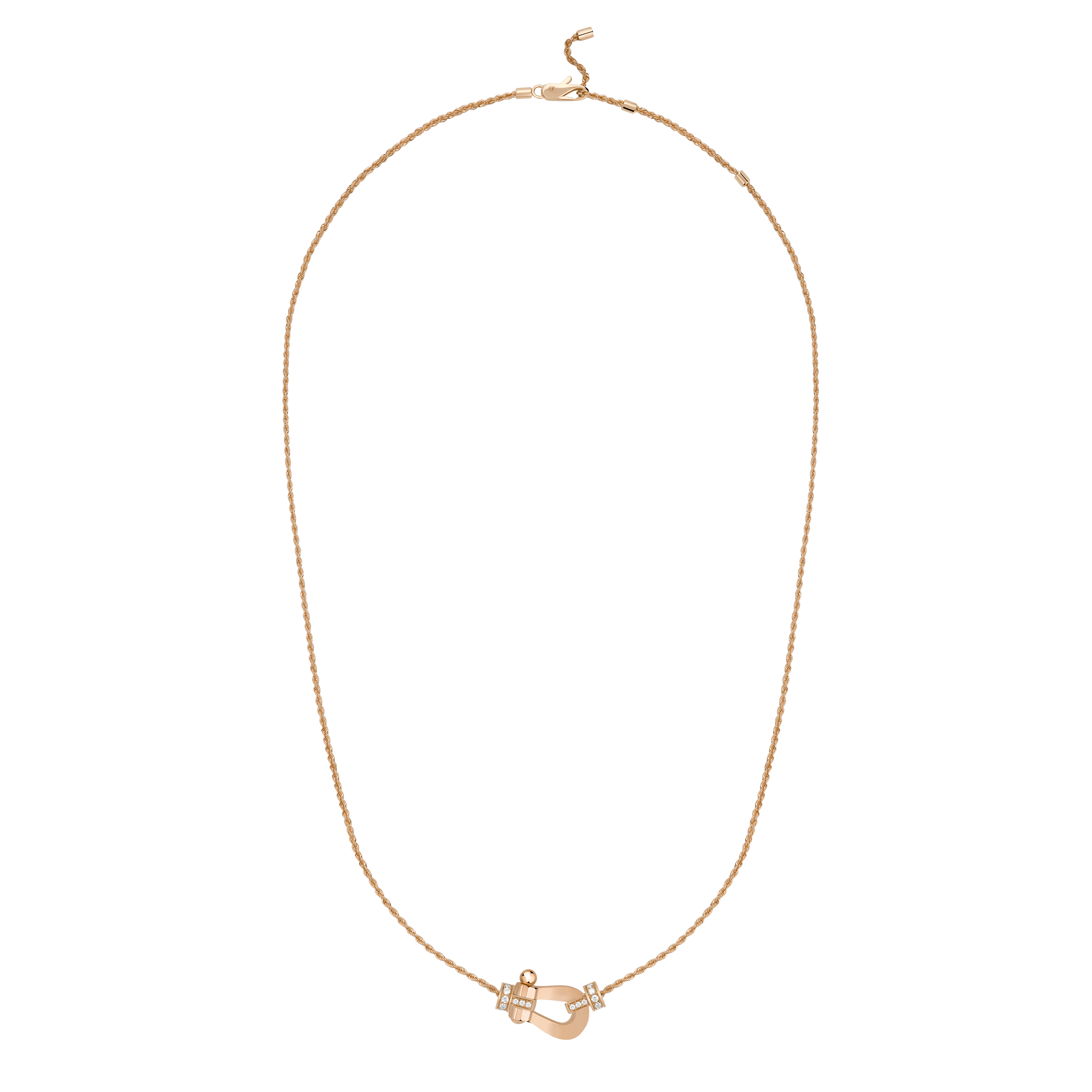 Force 10 Rose Gold and Half Pavé Diamond Necklace