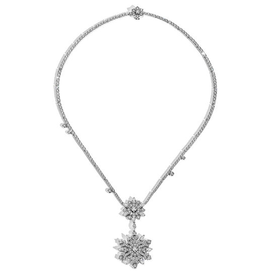 Birks Snowflake Diamond Drop Necklace image number 2