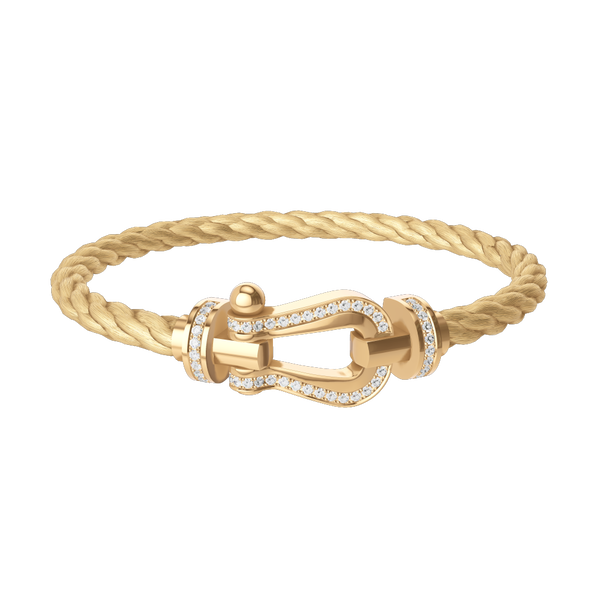 Bracelet cable Force 10 en or jaune avec pavé de diamants, grand modèle