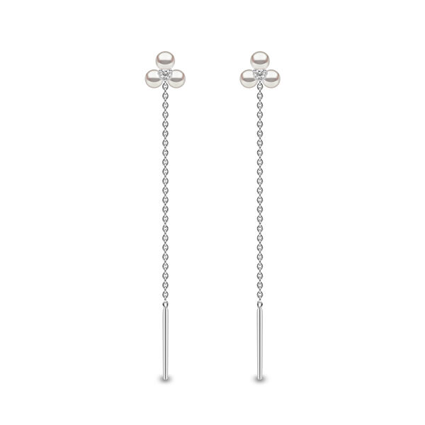 Trend White Gold Pearl and Diamond Drop Earrings