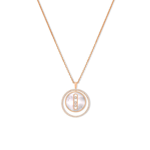 Lucky Move Medium Rose Gold White Mother-of-Pearl & Diamond Pavé Pendant