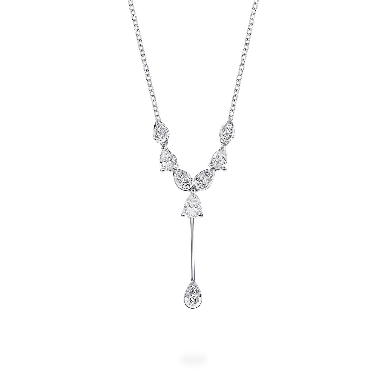 Front view of Birks Essentials Diamond Drop Necklace in white gold image number 0