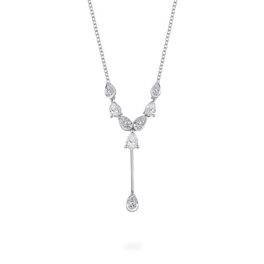 Front view of Birks Essentials Diamond Drop Necklace in white gold image number 0