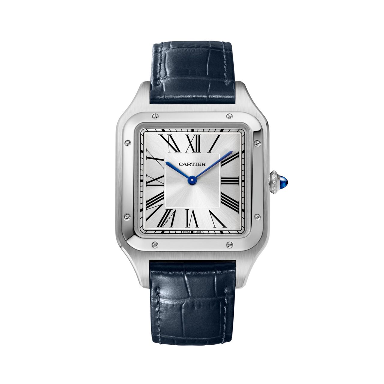 maison birks cartier santos dumont watch xl model steel leather wssa0032 image number 0