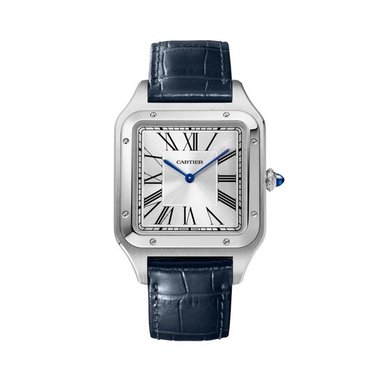 maison birks cartier santos dumont watch xl model steel leather wssa0032 image number 0