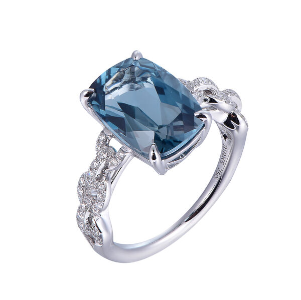 London Blue Topaz Ring in White Gold