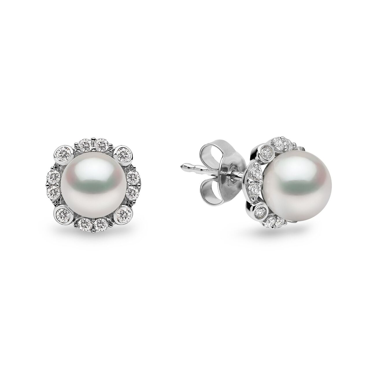 Yoko London Trend White Gold Pearl and Diamond Stud Earrings image number 2