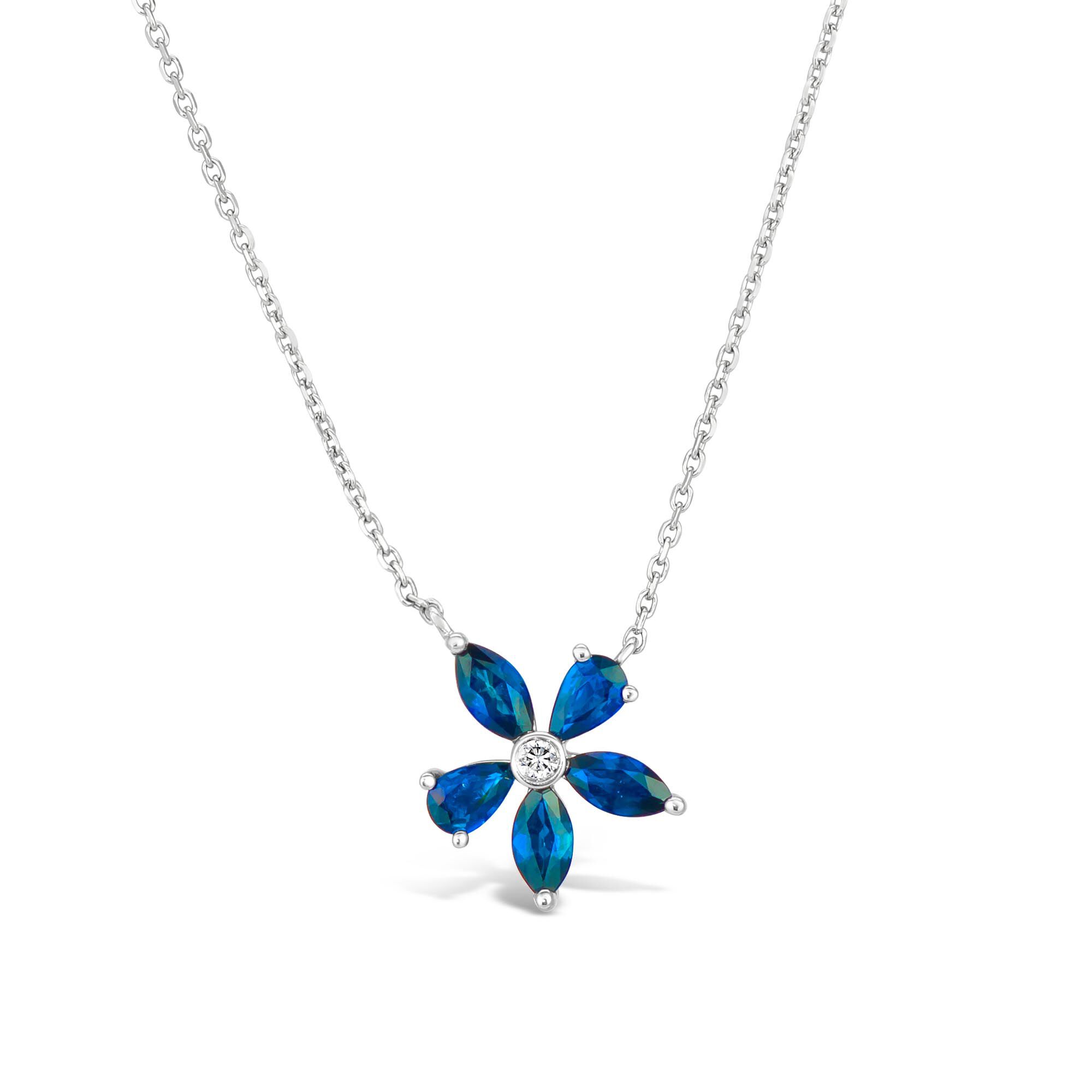 White gold flower discount pendant