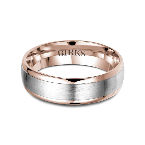 6 MM Rose and White Gold Satin Finish Wedding Band
