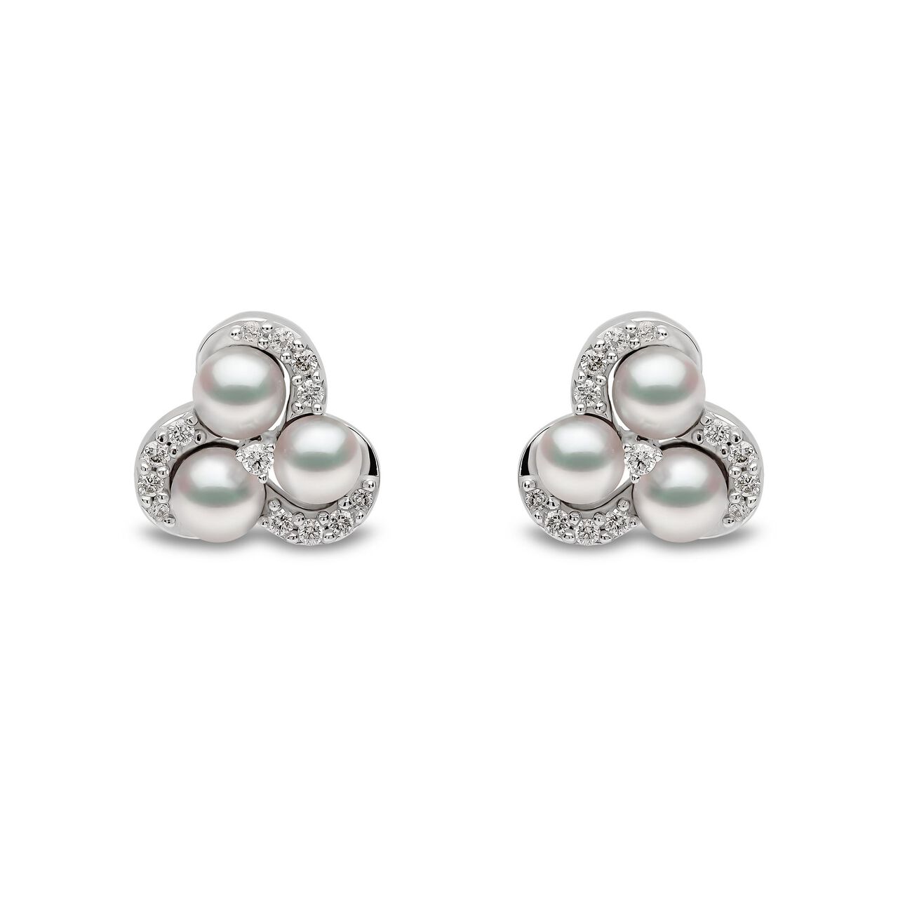 Yoko London Boucles d'oreilles sur clou Sleek en or blanc avec perles et diamants image number 0