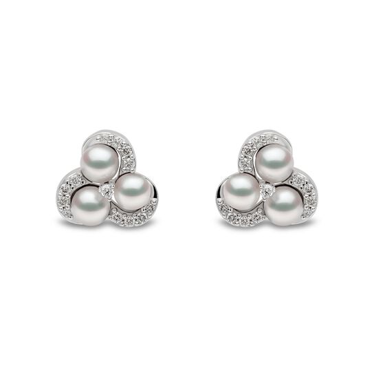 Yoko London Sleek White Gold Pearl and Diamond Stud Earrings image number 0