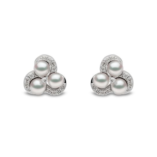 Yoko London Boucles d'oreilles sur clou Sleek en or blanc avec perles et diamants image number 0