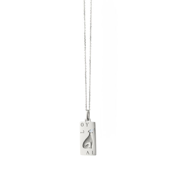 Pendentif Loyalty Dog en argent avec saphir blanc