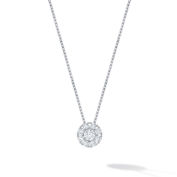 White Gold Cluster Diamond Necklace
