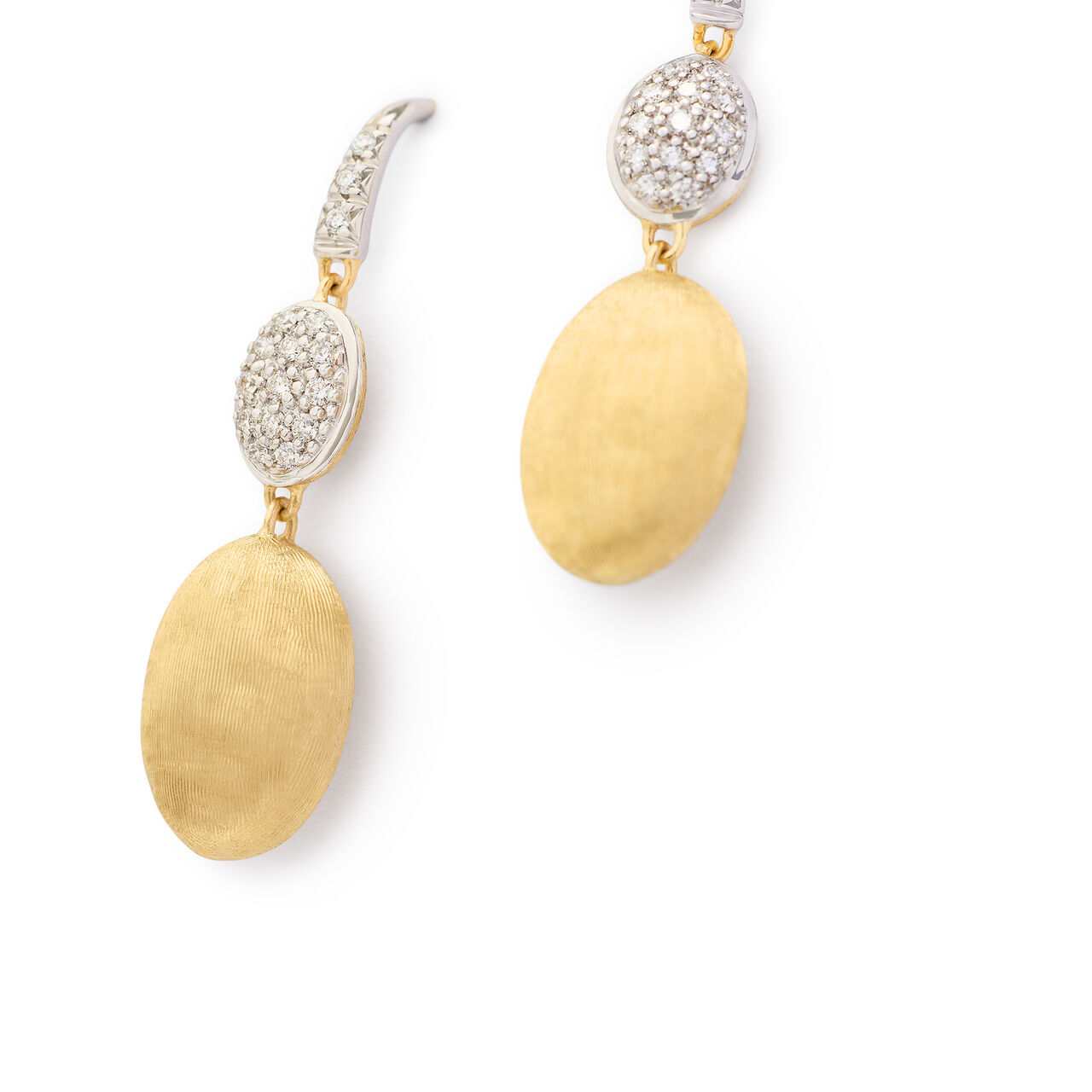 Marco Bicego Siviglia Small White and Yellow Gold Diamond Drop Earrings OB1289-A B YWQ6 image number 2