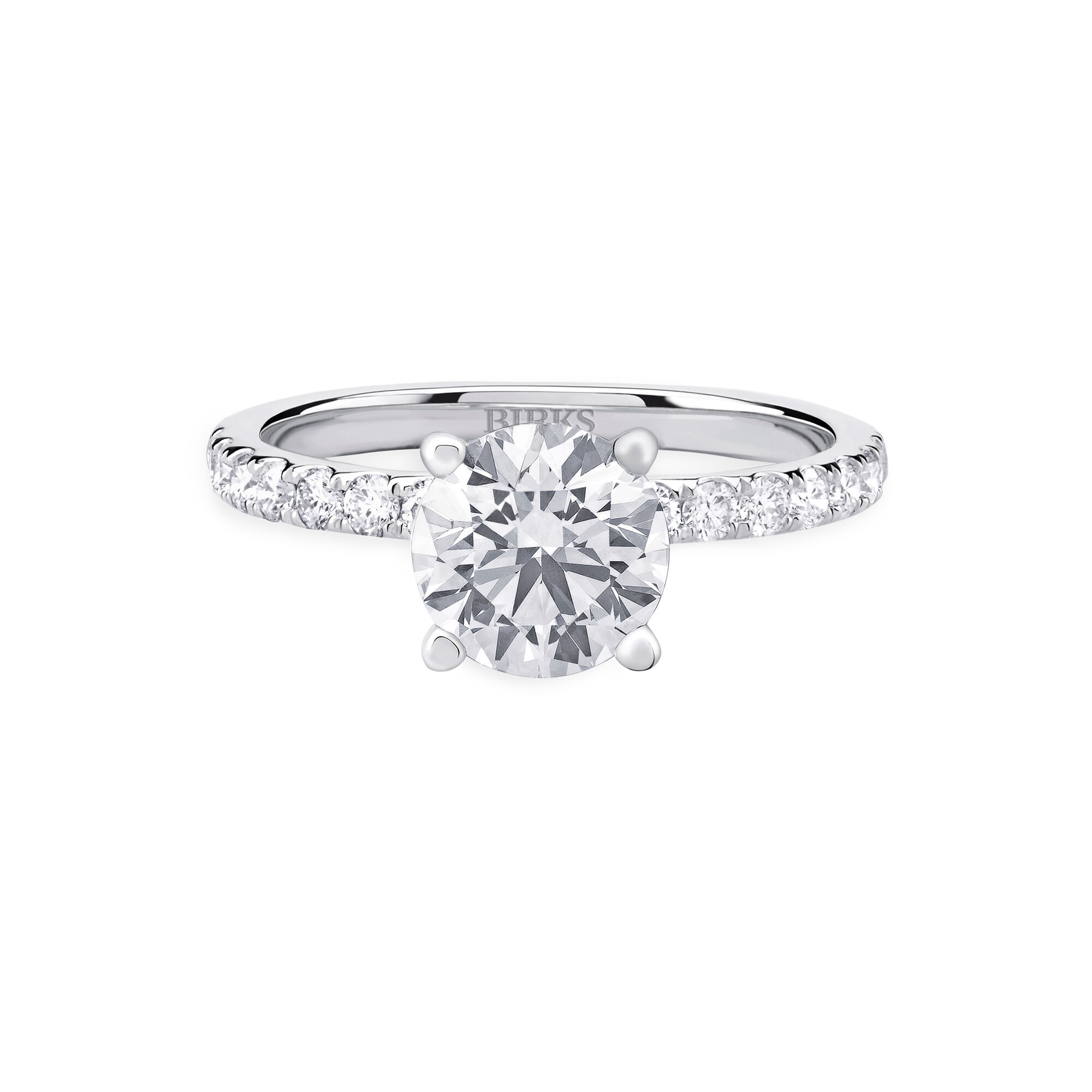 Round Solitaire Diamond Engagement Ring with Diamond Band-5-51-I