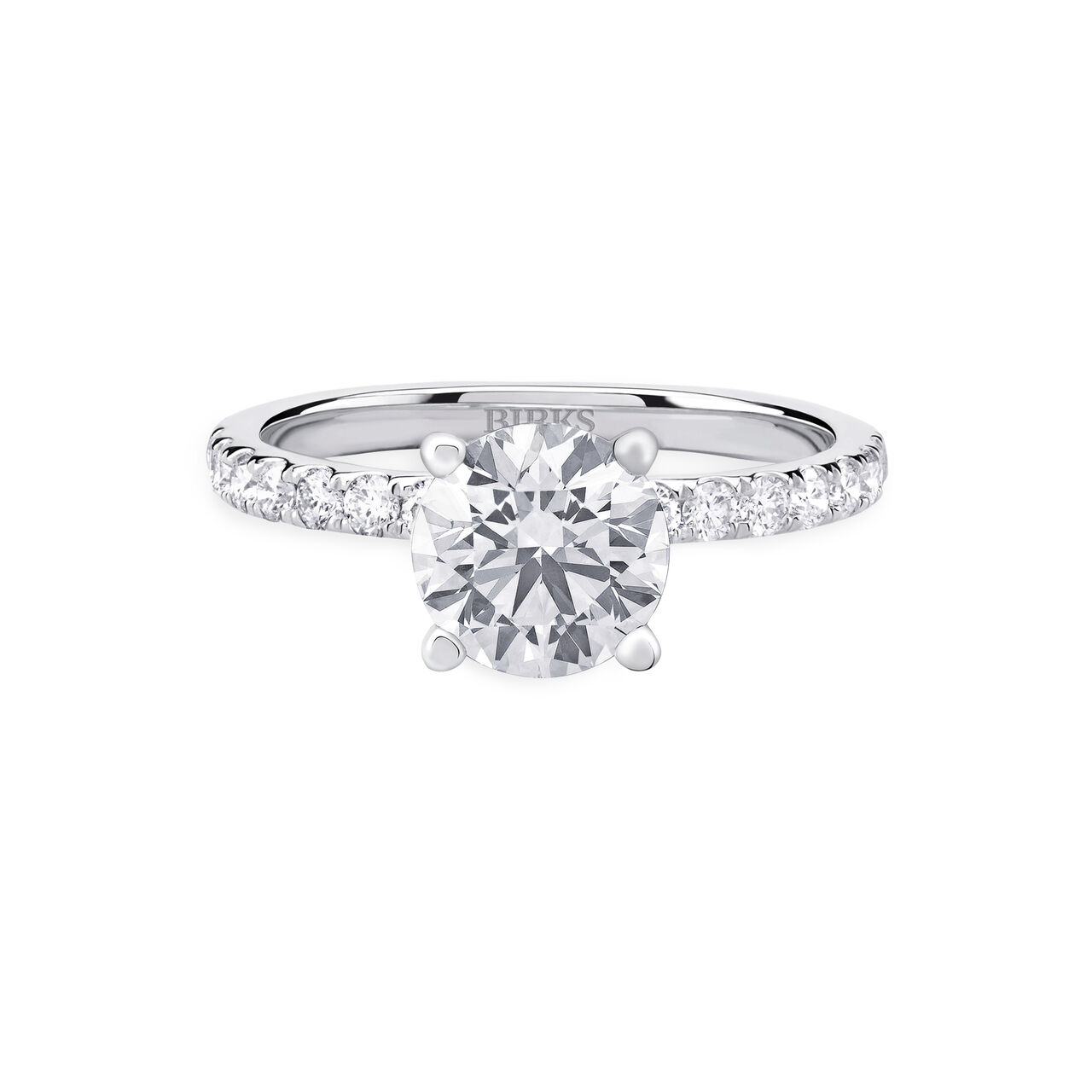 Birks Deco Round Solitaire Diamond Engagement Ring With Diamond Band image number 0