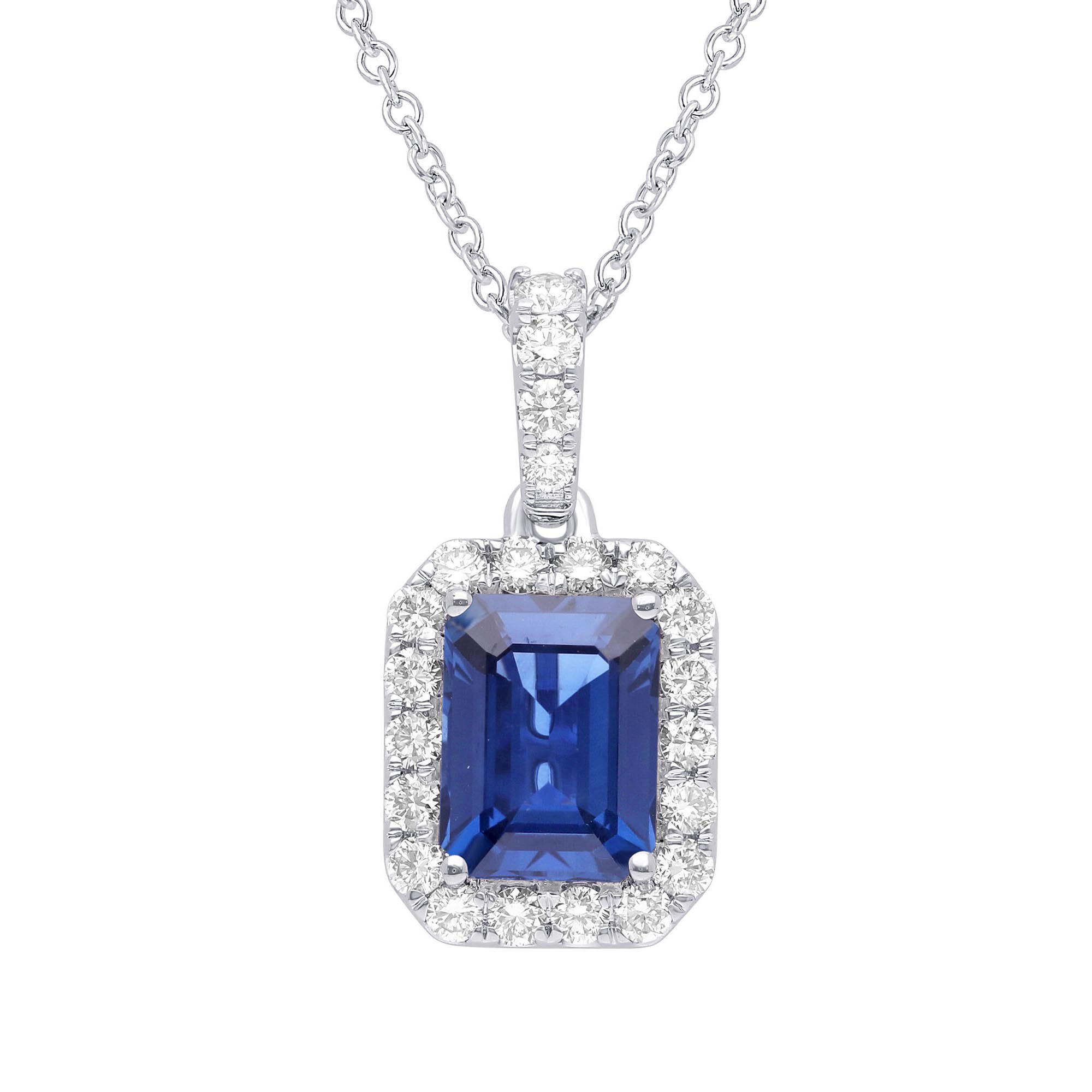 Blue Sapphire and Diamond Halo Pendant Maison Birks Salon