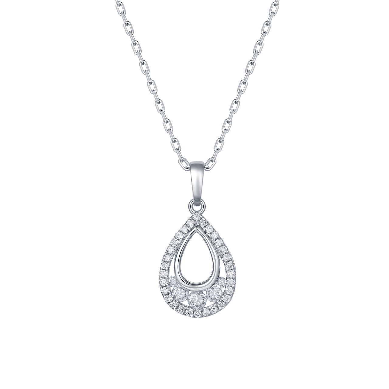Diamond Tear Drop Pendant in White Gold image number 0