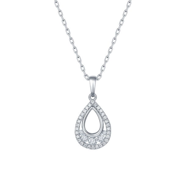 Pendentif Diamants en forme de larme en Or Blanc