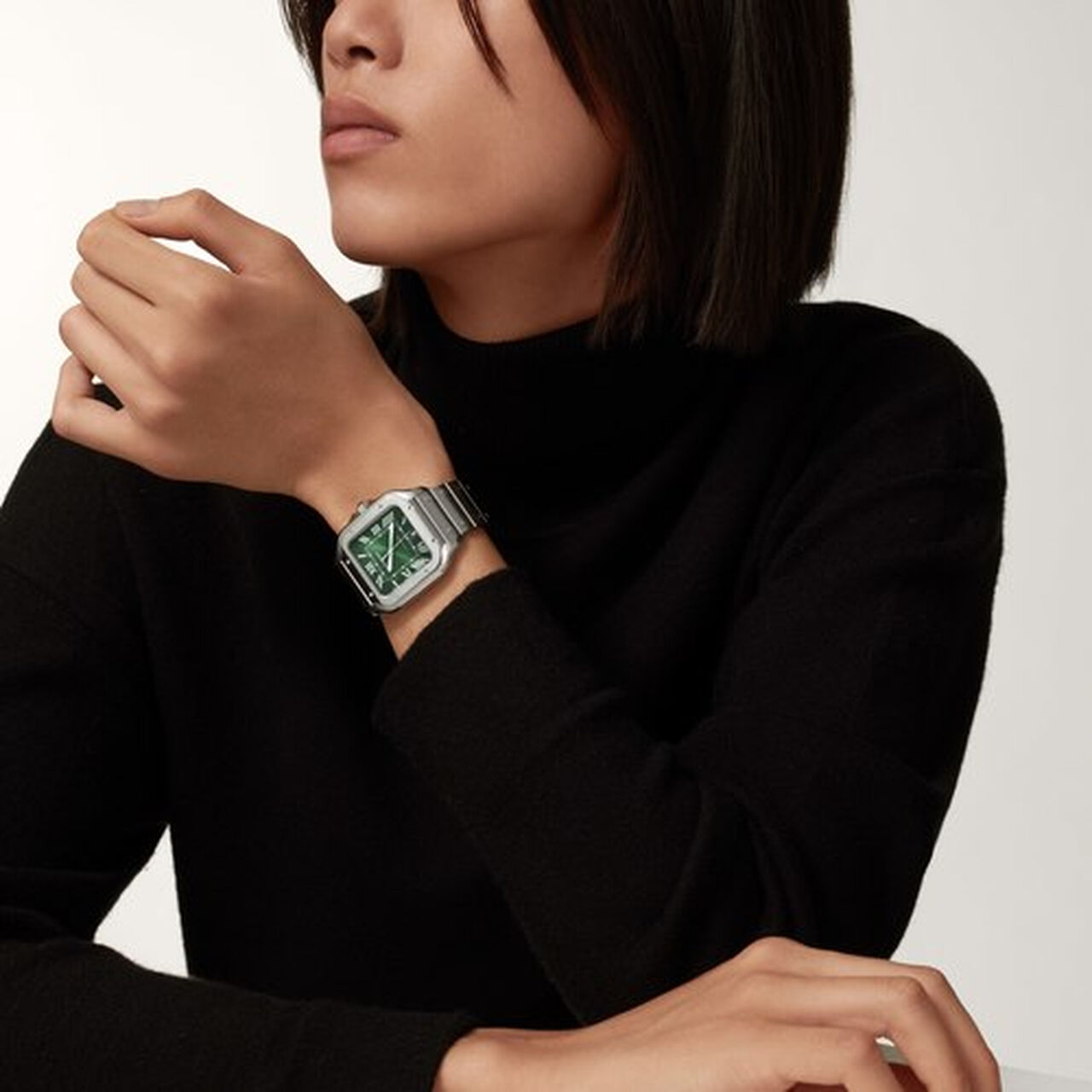 Santos de Cartier 40 mm automatique en acier inoxydable, grand mod&egrave;le image number 1