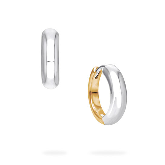 Yellow and White Gold Hoop Earrings, 18MM image number 0