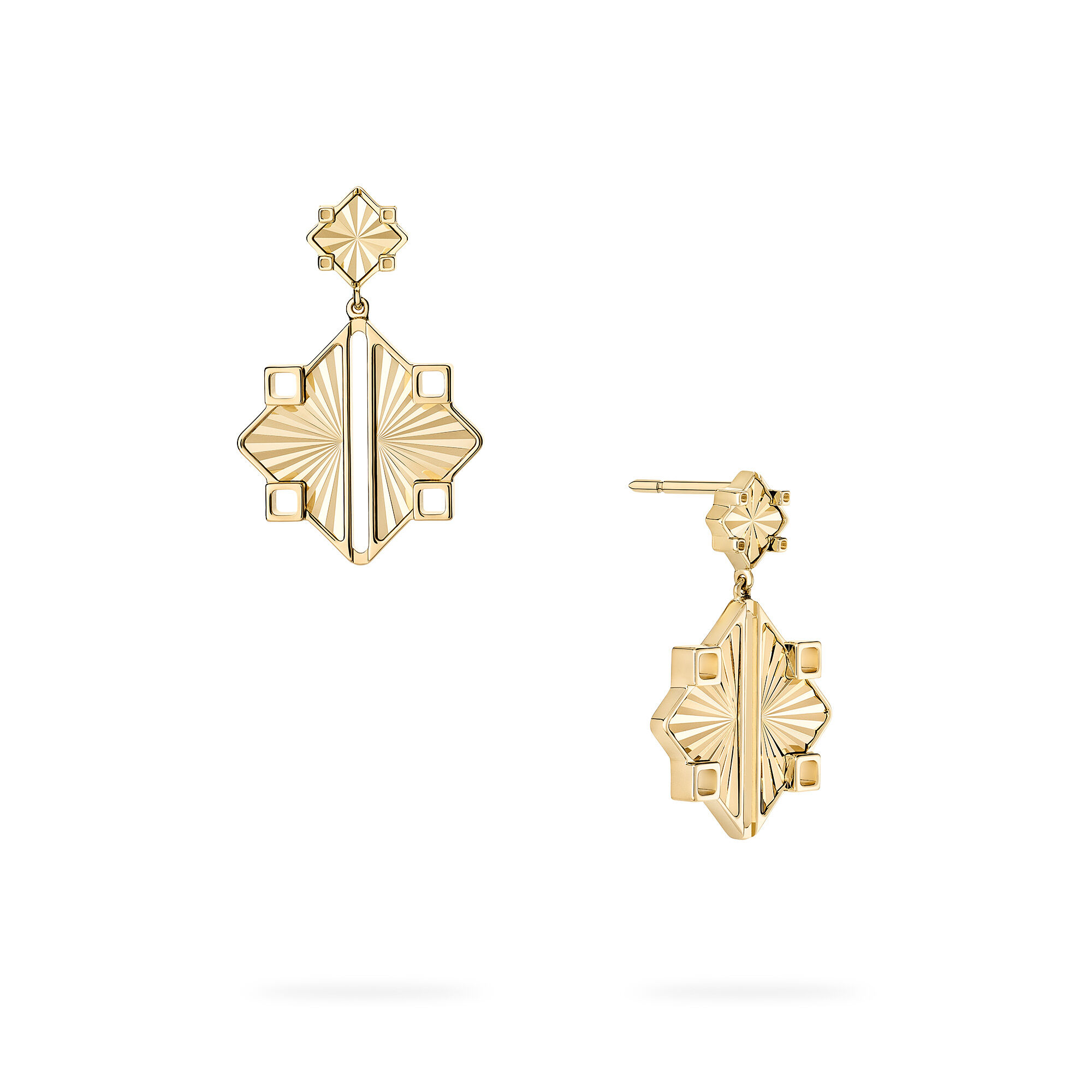 Guilloché Yellow Gold Drop Earrings