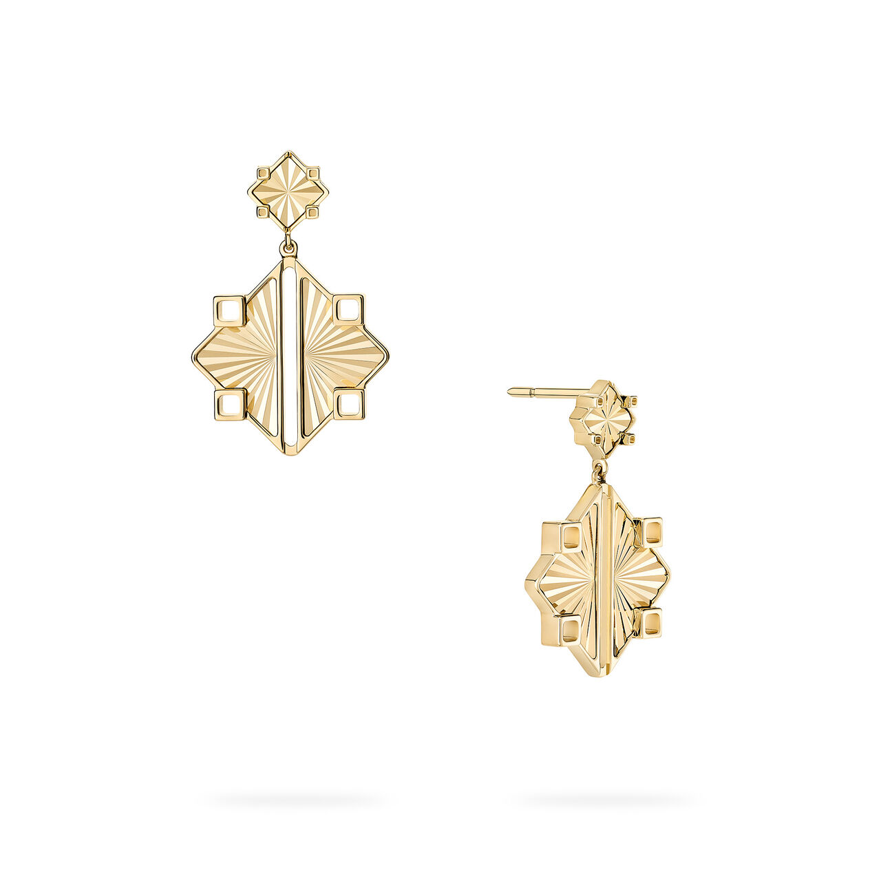 Birks Muse Guilloch&eacute; Yellow Gold Drop Earrings image number 0