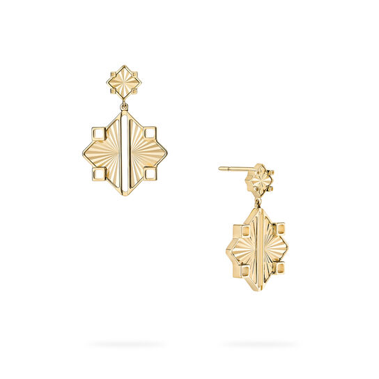 Birks Muse Guilloch&eacute; Yellow Gold Drop Earrings image number 0
