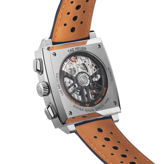 TAG Heuer Monaco X Gulf Automatic Chronograph 39 mm Stainless Steel Back image number 2
