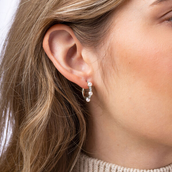 Boucles d'oreilles Eclipse en or blanc avec perles et diamants