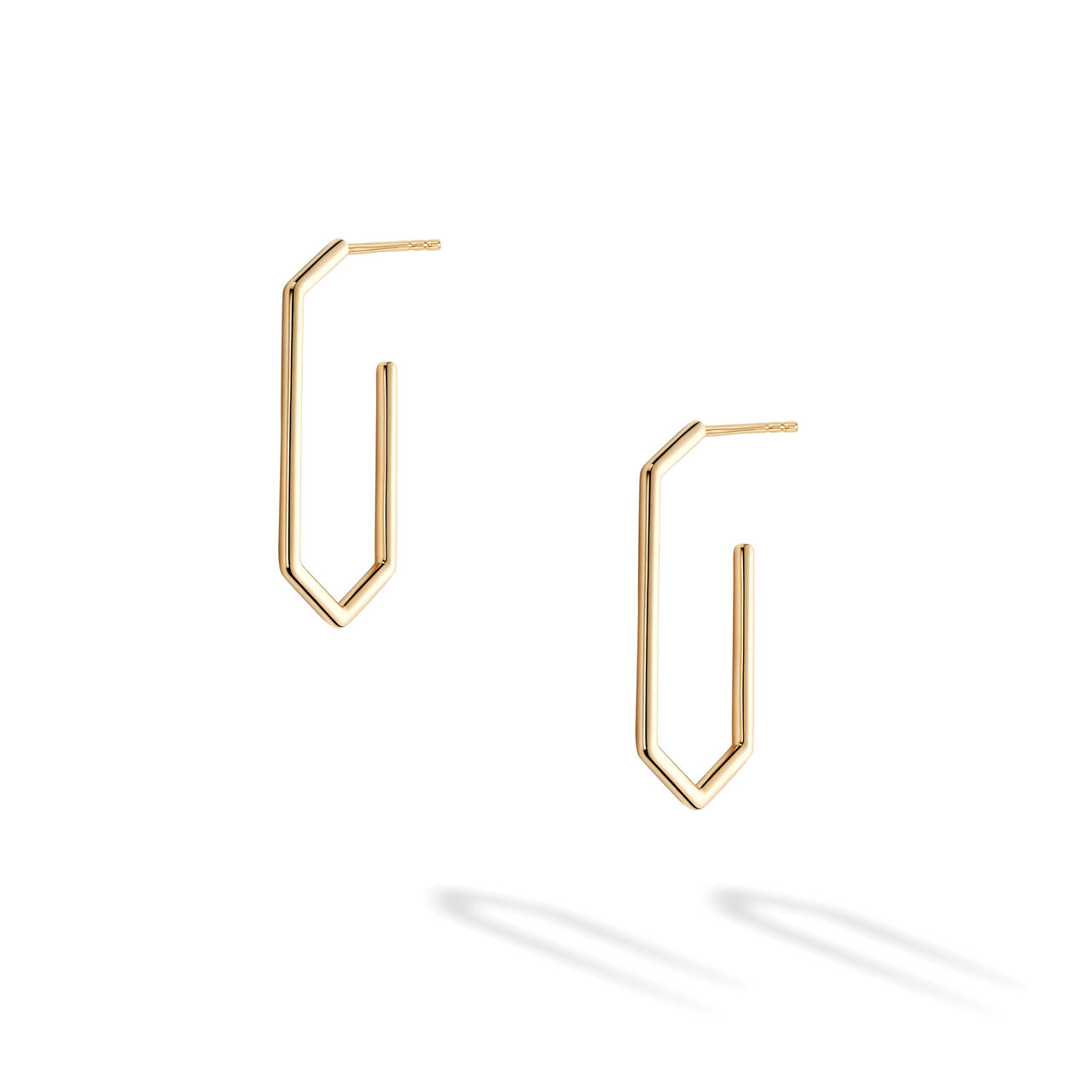 Boucles d'oreilles médium hexagonales allongées en or jaune image number 1