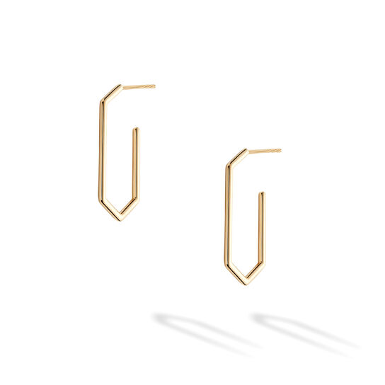 Boucles d'oreilles médium hexagonales allongées en or jaune image number 1