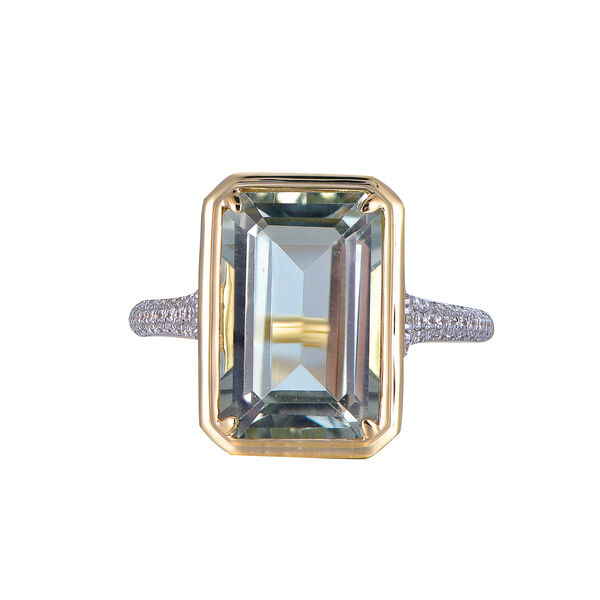Bague Améthyste Verte en Or Jaune